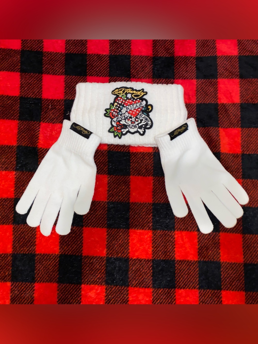 Ed Hardy gloves and headband